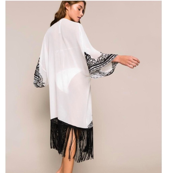 Twinset luxury Kaftano kimono/ top with fringes sequins - Picture 2 of 11